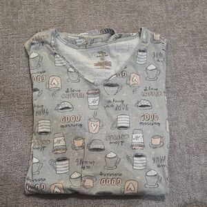 Secret Treasures Gray Coffee Print Pajama Top